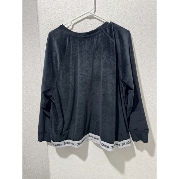 Juicy Couture Sleepwear Top Womens 2X Black Velour Rhinestone Bling Spell Out - Picture 2 of 8